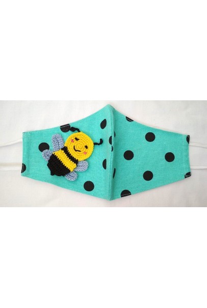 Happy Threads Handmade Cotton Masks with Honey Bee Crochet Motif